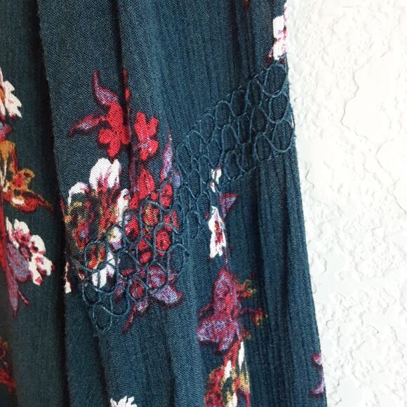 Free People Anthropologie Electric Orchard Tunic Mini Trapeze Swing Teal Dress S - Picture 9 of 15